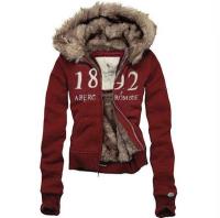 dames abercrombie fitch fur hooded outwear zip 1892 claret Winkel Den Haag ucswh409